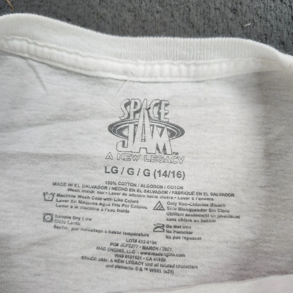 Space Jam Tune Squad Shirt Kids 14-16 White Looney Tunes Basketball Graphic Tee